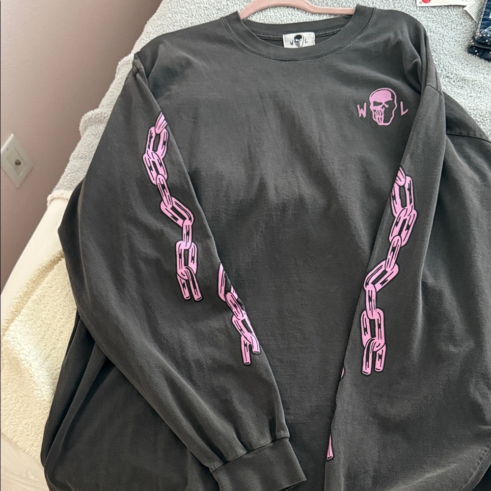 Graphic Long Sleeve Shirt with Grim Reaper Design